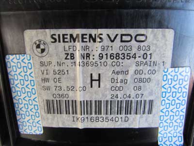 BMW Instrument Cluster Gauges Speedometer Siemens VDO 62109168354 E90 E84 328i 335i X15